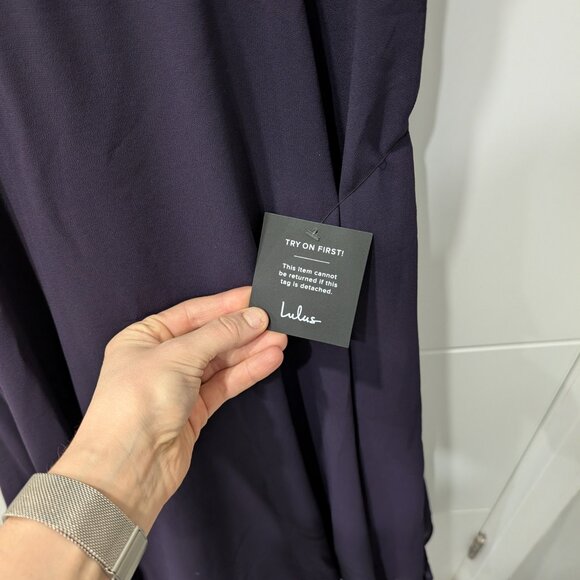 Lulus Sophisticated Charisma Purple Tie-strap A-line Midi Dress - Size S - Picture 3 of 4